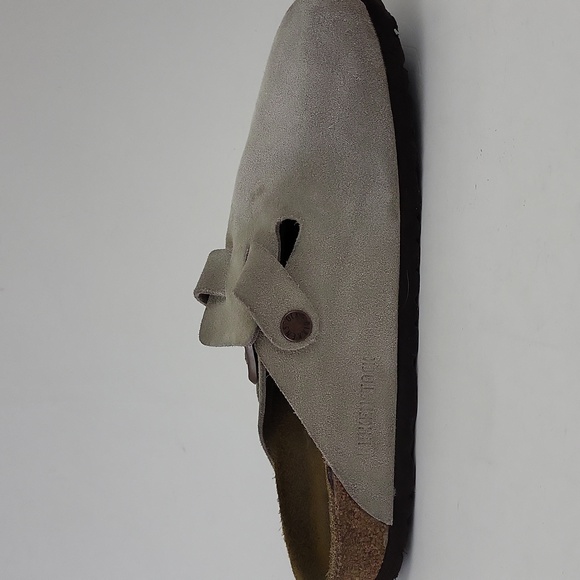 Birkenstock Boston Unisex Size 40 Suede Leather Soft Footbed Clog Shoes Taupe - Picture 12 of 16